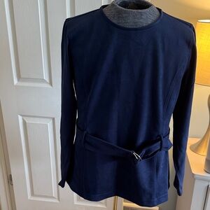 Ann Taylor Navy Belted Top